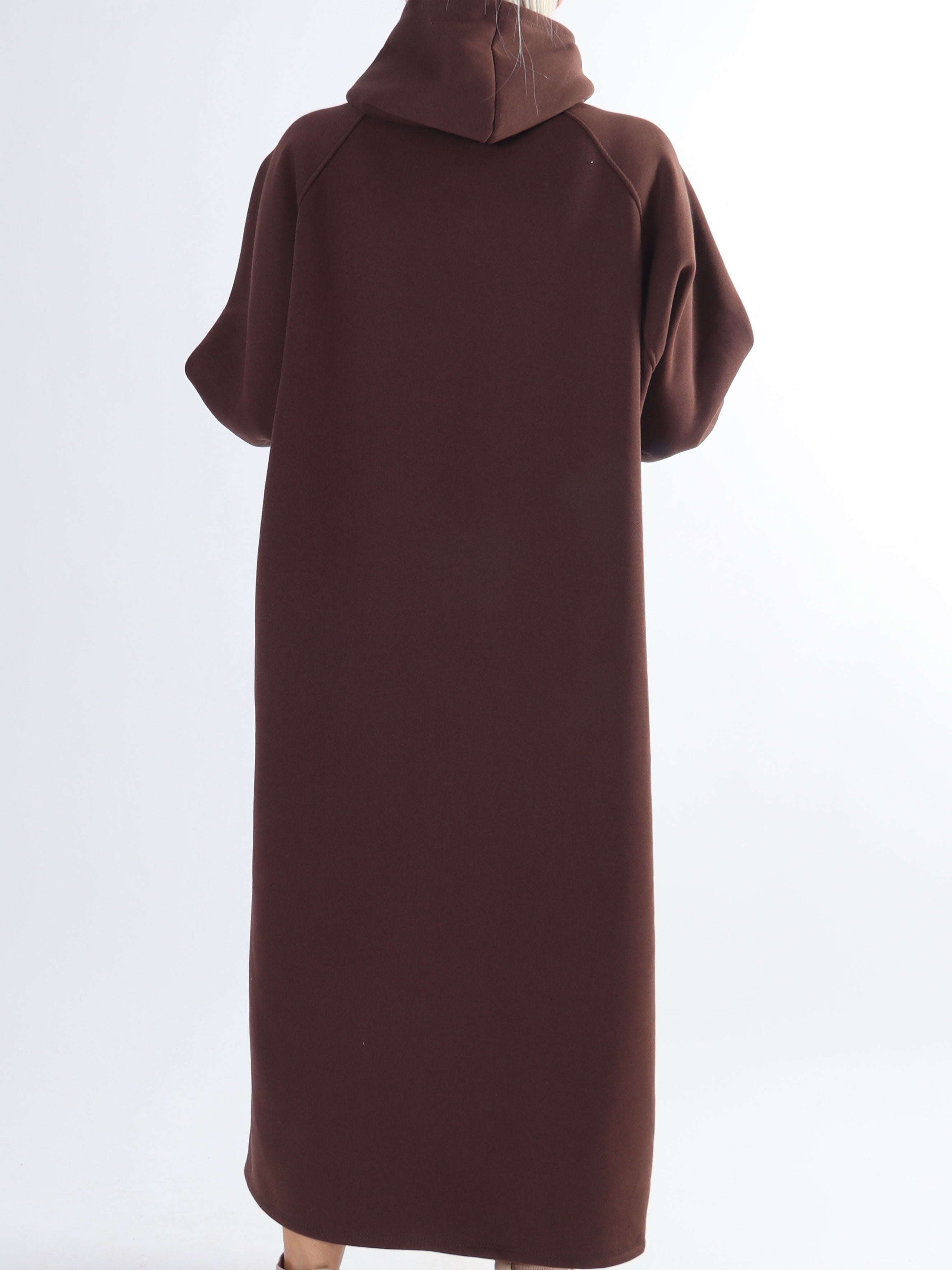 Angela - Lang plus size hoodiekjole i bomuld